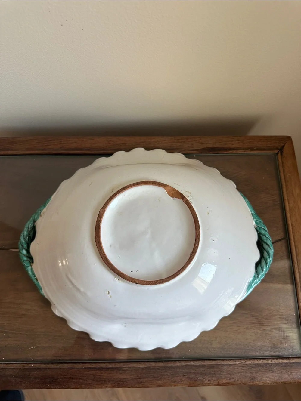 Vintage Italian Majolica Pottery 12” Serving Bowl - Hand Painted Bird & Floral